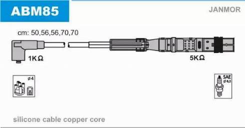 Janmor ABM85 - Augstsprieguma vadu komplekts www.autospares.lv