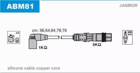 Janmor ABM81 - Augstsprieguma vadu komplekts www.autospares.lv