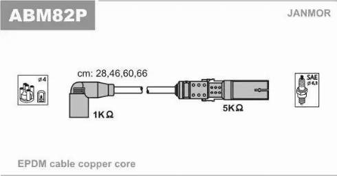 Janmor ABM82P - Augstsprieguma vadu komplekts www.autospares.lv