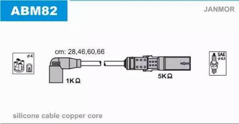 Janmor ABM82 - Augstsprieguma vadu komplekts www.autospares.lv