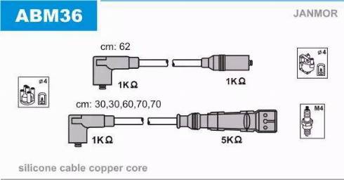 Janmor ABM36 - Augstsprieguma vadu komplekts www.autospares.lv