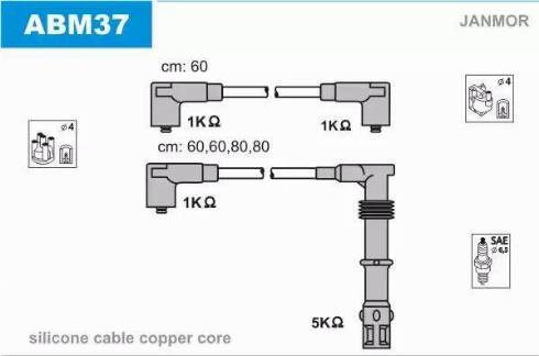 Janmor ABM37 - Augstsprieguma vadu komplekts www.autospares.lv