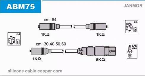 Janmor ABM75 - Augstsprieguma vadu komplekts www.autospares.lv