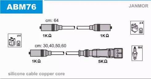 Janmor ABM76 - Augstsprieguma vadu komplekts www.autospares.lv