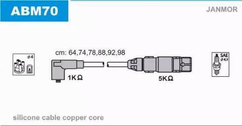 Janmor ABM70 - Ignition Cable Kit www.autospares.lv