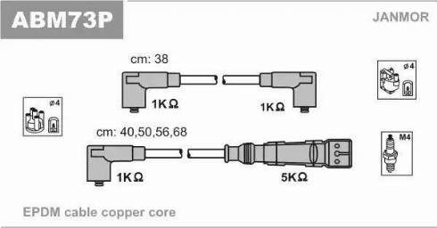 Janmor ABM73P - Augstsprieguma vadu komplekts www.autospares.lv