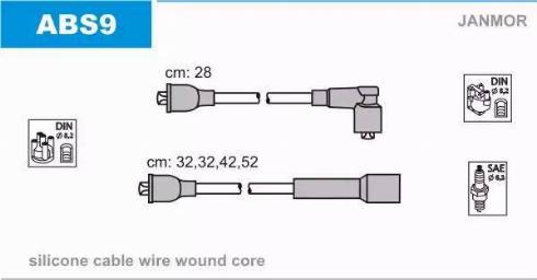 Janmor ABS9 - Augstsprieguma vadu komplekts www.autospares.lv