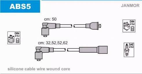 Janmor ABS5 - Augstsprieguma vadu komplekts www.autospares.lv