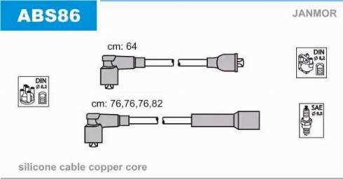 Janmor ABS86 - Augstsprieguma vadu komplekts www.autospares.lv