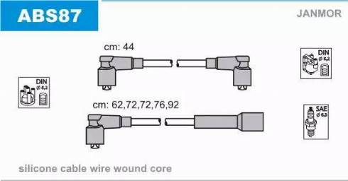 Janmor ABS87 - Augstsprieguma vadu komplekts www.autospares.lv