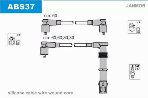 Janmor ABS37 - Augstsprieguma vadu komplekts www.autospares.lv