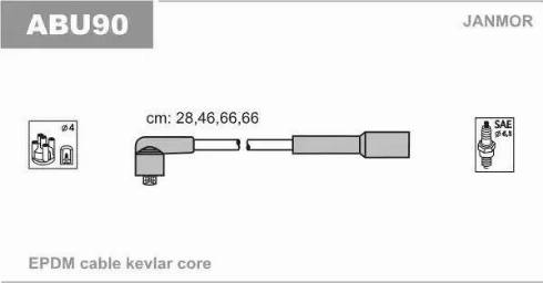 Janmor ABU90 - Augstsprieguma vadu komplekts www.autospares.lv