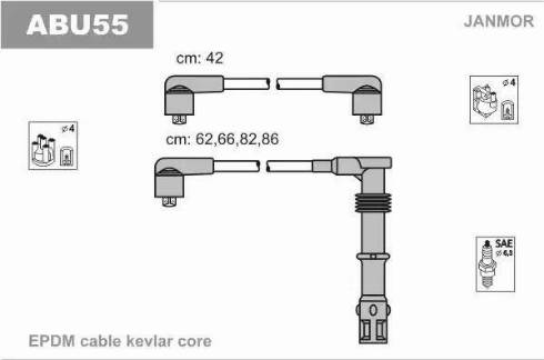 Janmor ABU55 - Augstsprieguma vadu komplekts www.autospares.lv