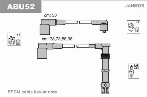 Janmor ABU52 - Augstsprieguma vadu komplekts www.autospares.lv