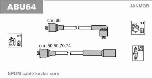 Janmor ABU64 - Augstsprieguma vadu komplekts www.autospares.lv