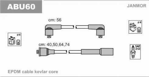 Janmor ABU60 - Augstsprieguma vadu komplekts www.autospares.lv