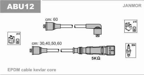 Janmor ABU12 - Augstsprieguma vadu komplekts www.autospares.lv