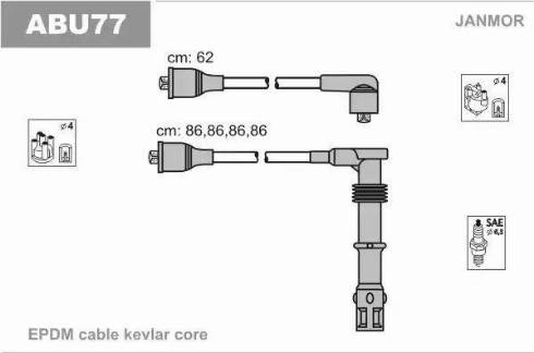 Janmor ABU77 - Augstsprieguma vadu komplekts www.autospares.lv