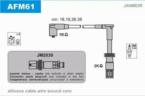 Janmor AFM61 - Augstsprieguma vadu komplekts www.autospares.lv