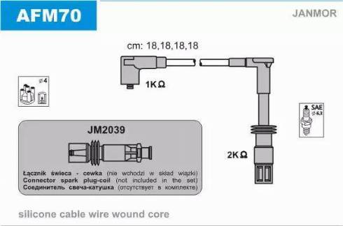 Janmor AFM70 - Augstsprieguma vadu komplekts www.autospares.lv