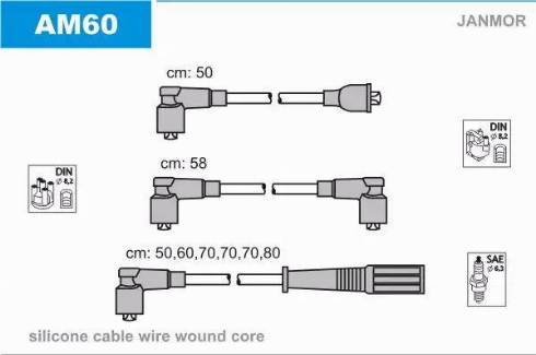 Janmor AM60 - Augstsprieguma vadu komplekts www.autospares.lv