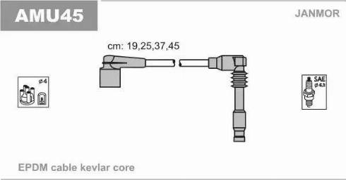 Janmor AMU45 - Augstsprieguma vadu komplekts www.autospares.lv