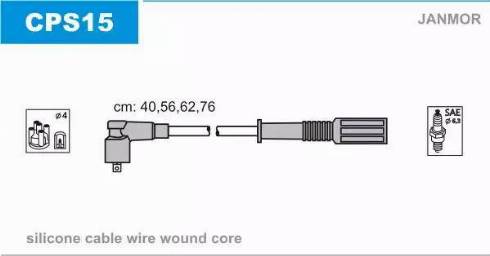 Janmor CPS15 - Augstsprieguma vadu komplekts www.autospares.lv