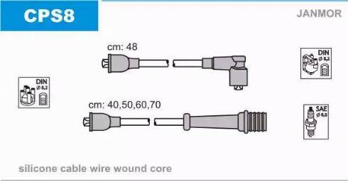 Janmor CPS8 - Augstsprieguma vadu komplekts www.autospares.lv