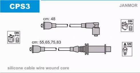 Janmor CPS3 - Augstsprieguma vadu komplekts www.autospares.lv