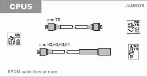 Janmor CPU5 - Augstsprieguma vadu komplekts www.autospares.lv