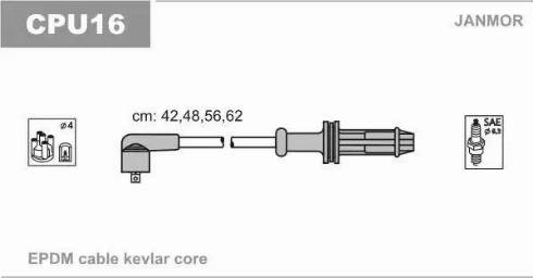 Janmor CPU16 - Augstsprieguma vadu komplekts www.autospares.lv