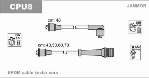 Janmor CPU8 - Augstsprieguma vadu komplekts www.autospares.lv