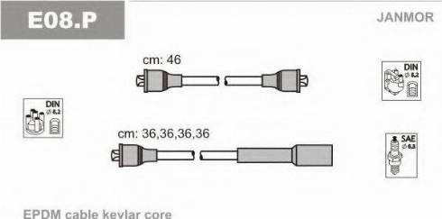 Janmor E08.P - Augstsprieguma vadu komplekts www.autospares.lv