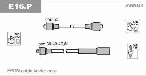 Janmor E16.P - Augstsprieguma vadu komplekts www.autospares.lv