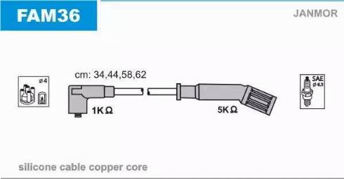 Janmor FAM36 - Augstsprieguma vadu komplekts www.autospares.lv