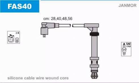 Janmor FAS40 - Augstsprieguma vadu komplekts www.autospares.lv