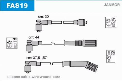 Janmor FAS19 - Augstsprieguma vadu komplekts www.autospares.lv