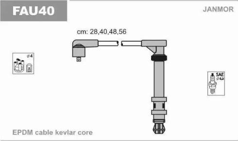 Janmor FAU40 - Augstsprieguma vadu komplekts www.autospares.lv