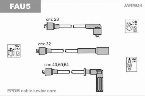 Janmor FAU5 - Augstsprieguma vadu komplekts www.autospares.lv