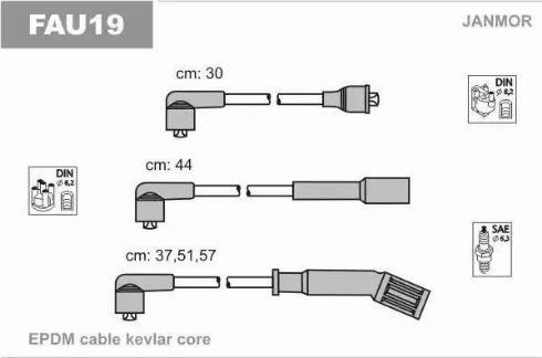 Janmor FAU19 - Augstsprieguma vadu komplekts www.autospares.lv