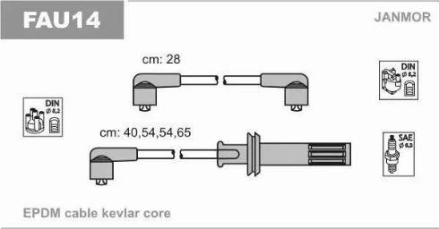 Janmor FAU14 - Augstsprieguma vadu komplekts www.autospares.lv