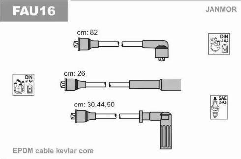 Janmor FAU16 - Augstsprieguma vadu komplekts www.autospares.lv