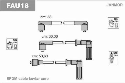 Janmor FAU18 - Augstsprieguma vadu komplekts www.autospares.lv