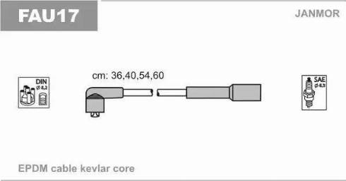 Janmor FAU17 - Augstsprieguma vadu komplekts www.autospares.lv