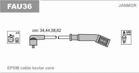 Janmor FAU36 - Augstsprieguma vadu komplekts www.autospares.lv