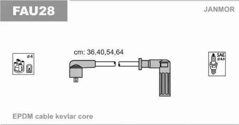 Janmor FAU28 - Augstsprieguma vadu komplekts www.autospares.lv