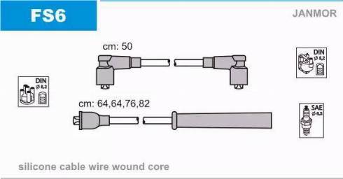 Janmor FS6 - Augstsprieguma vadu komplekts www.autospares.lv