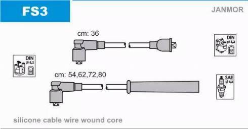 Janmor FS3 - Augstsprieguma vadu komplekts www.autospares.lv