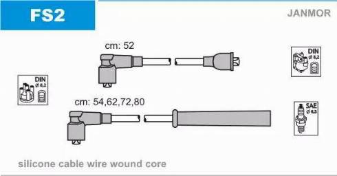 Janmor FS2 - Комплект проводов зажигания www.autospares.lv