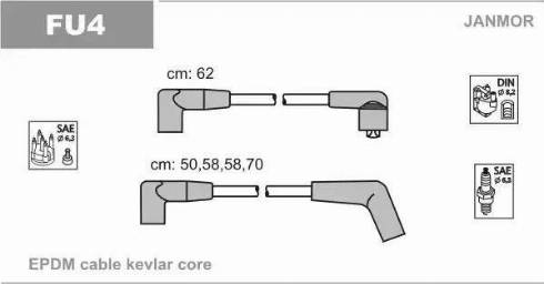 Janmor FU4 - Augstsprieguma vadu komplekts www.autospares.lv